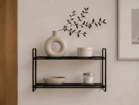 Warm minimalist living space with neutral colours and natural textures