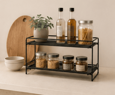 Matte black metal home accessories in a modern minimalist interior