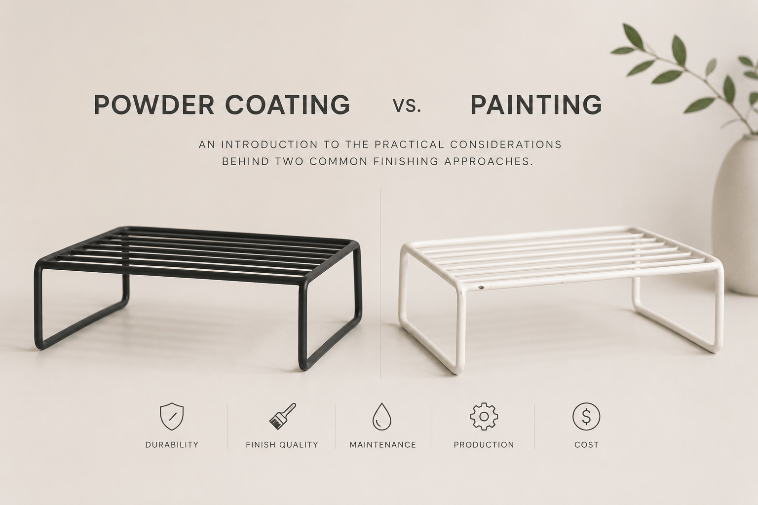 Powder coating and painting finishes for metal products