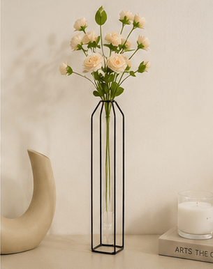 Tall black wire flower vase holder