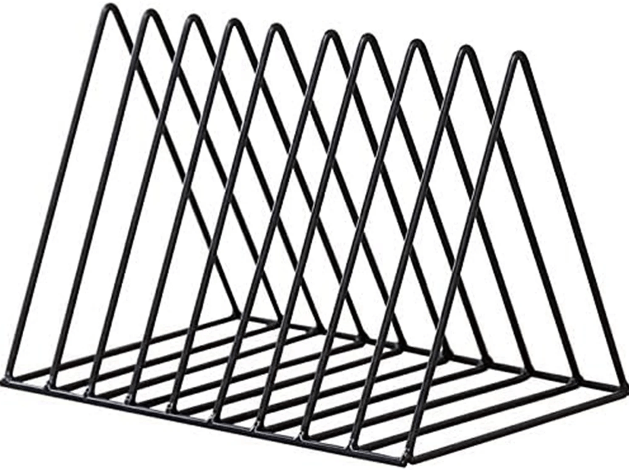 Black triangular wire file storage holder