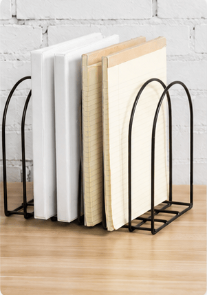Black metal wire organizer rack